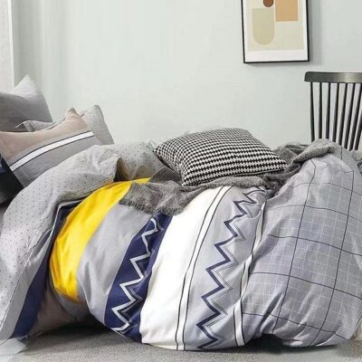 Komplet Pościeli Satyna Bawełniana Zykzaki