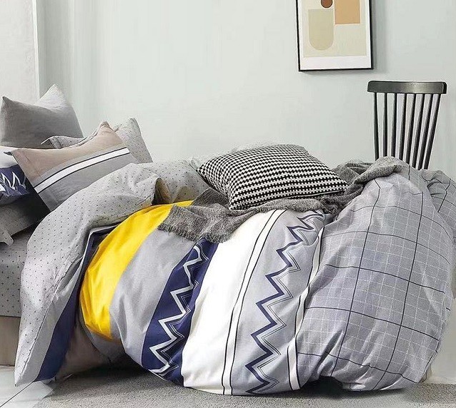 Komplet Pościeli Satyna Bawełniana Zykzaki