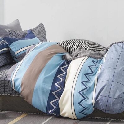 Komplet Pościeli Satyna Bawełniana Zykzaki