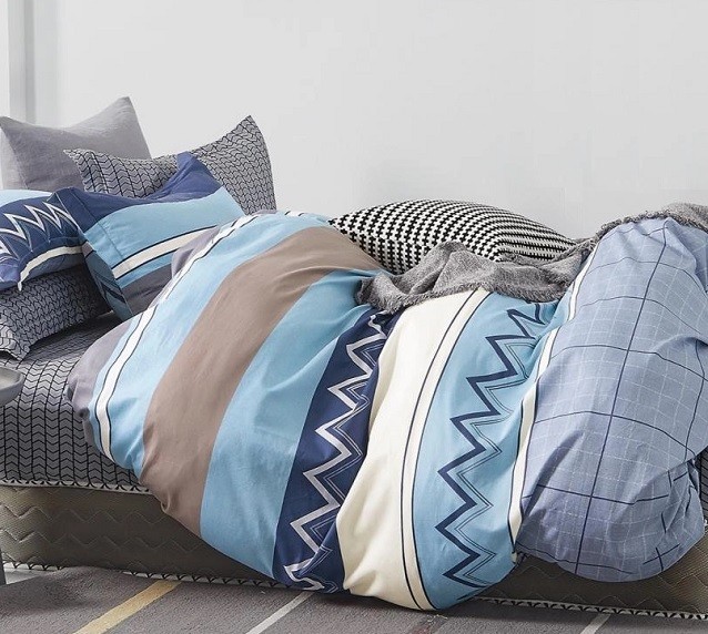 Komplet Pościeli Satyna Bawełniana Zykzaki