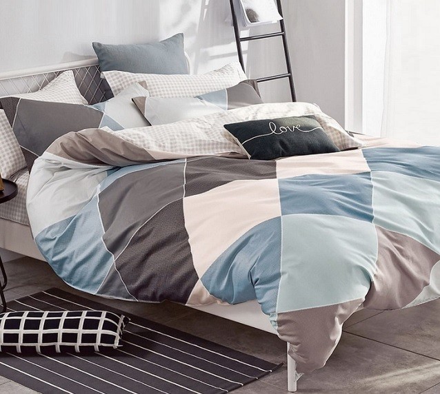 Komplet Pościeli Satyna Bawełniana Kratka