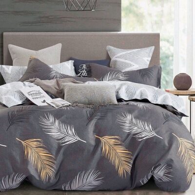 Komplet Pościeli Satyna Bawełniana Liście