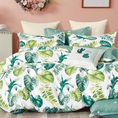 Komplet Pościeli Satyna Bawełniana Monstera