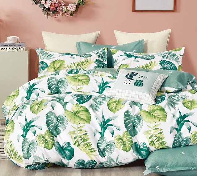 Komplet Pościeli Satyna Bawełniana Monstera