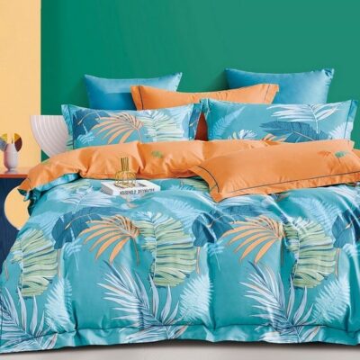 Komplet Pościeli Satyna Bawełniana Liście