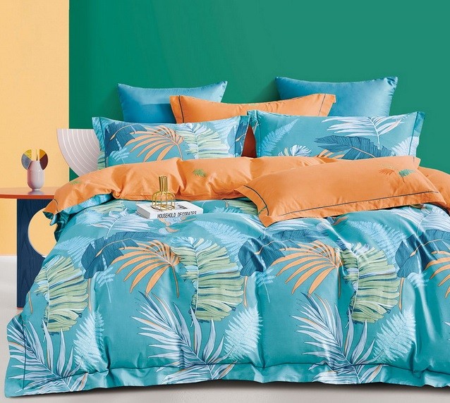 Komplet Pościeli Satyna Bawełniana Liście