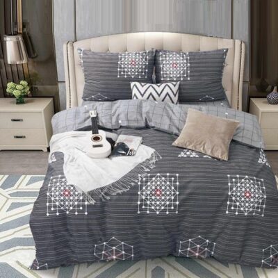 Komplet Pościeli Satyna Bawełniana Kwadraty