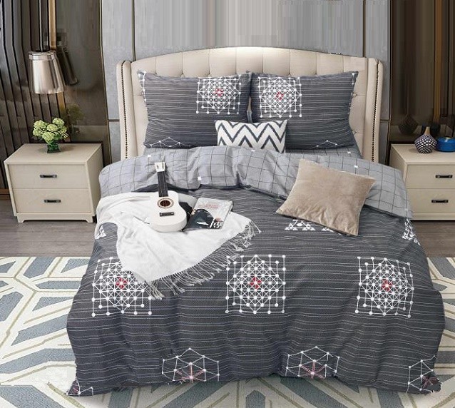 Komplet Pościeli Satyna Bawełniana Kwadraty