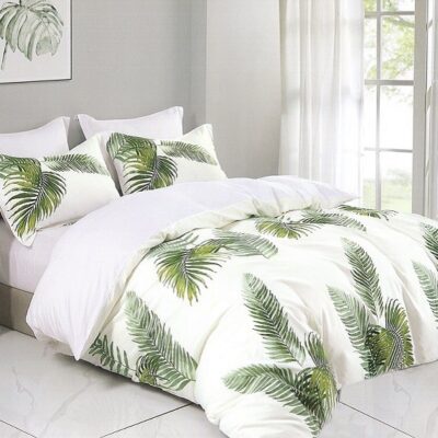 Komplet Pościeli Satyna Bawełniana Liście