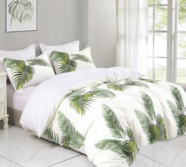 Komplet Pościeli Satyna Bawełniana Liście