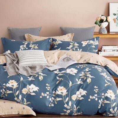 Komplet Pościeli Satyna Bawełniana Kwiaty