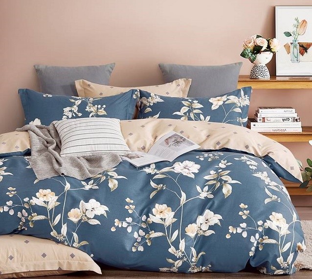 Komplet Pościeli Satyna Bawełniana Kwiaty