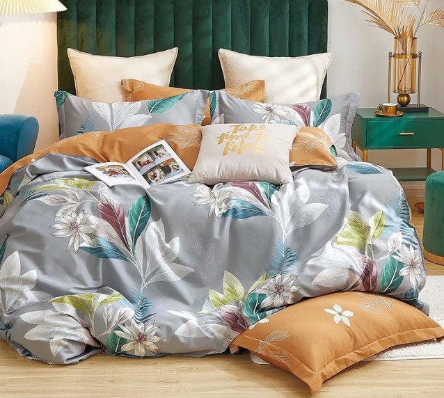 Komplet Pościeli Satyna Bawełniana Kwiaty