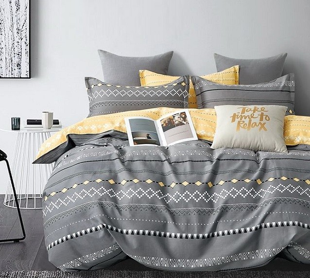 Komplet Pościeli Satyna Bawełniana Geometria