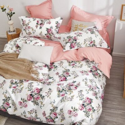 Komplet Pościeli Satyna Bawełniana Róże