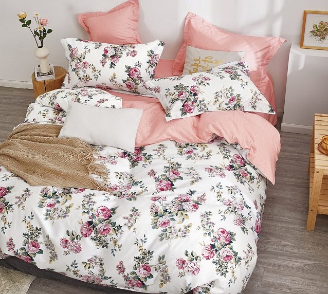 Komplet Pościeli Satyna Bawełniana Róże