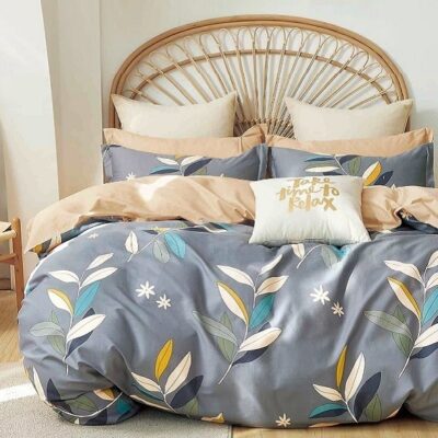 Komplet Pościeli Satyna Bawełniana Liście