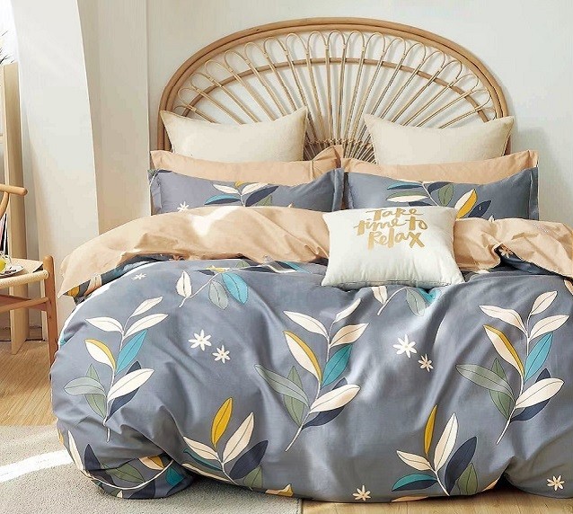 Komplet Pościeli Satyna Bawełniana Liście