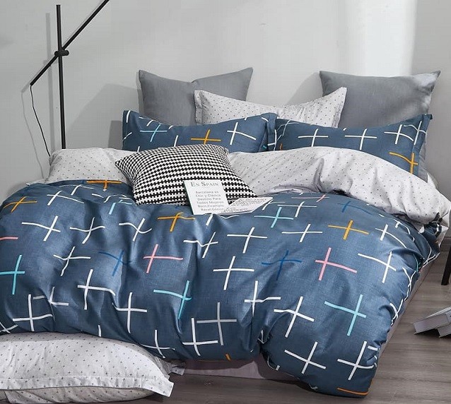 Komplet Pościeli Satyna Bawełniana Geometria
