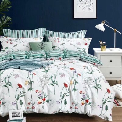 Komplet Pościeli Satyna Bawełniana Zielnik