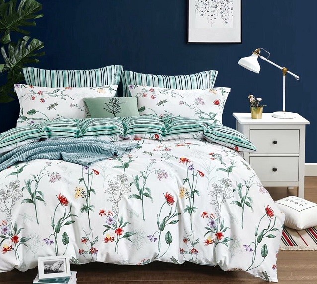 Komplet Pościeli Satyna Bawełniana Zielnik