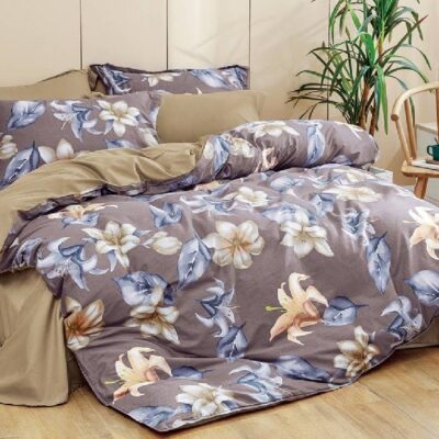 Komplet Pościeli Satyna Bawełniana Kwiaty