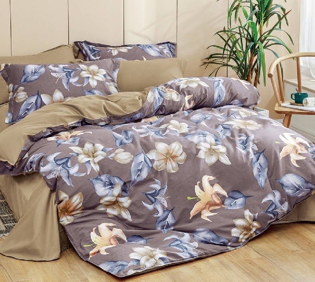 Komplet Pościeli Satyna Bawełniana Kwiaty