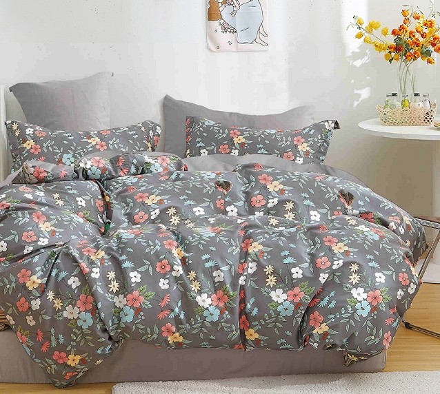 Komplet Pościeli Satyna Bawełniana Kwiatki