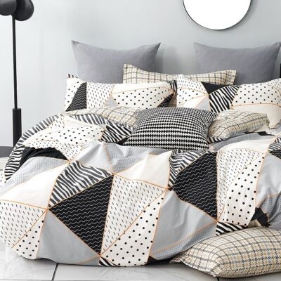 Komplet Pościeli Satyna Bawełniana Trójkąty