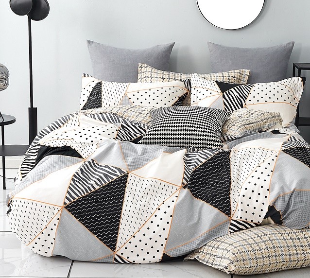 Komplet Pościeli Satyna Bawełniana Trójkąty