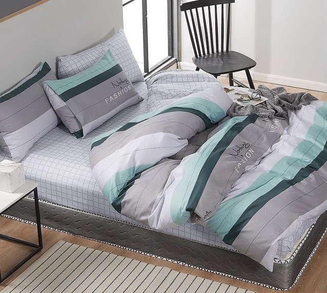 Komplet Pościeli Satyna Bawełniana Paski