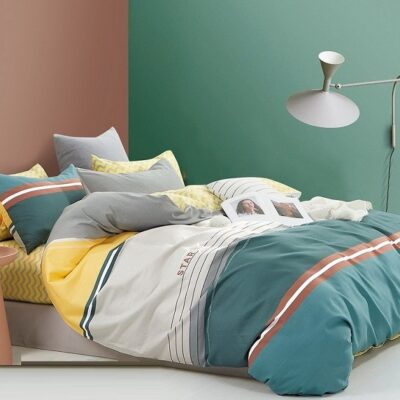 Komplet Pościeli Satyna Bawełniana Pasy