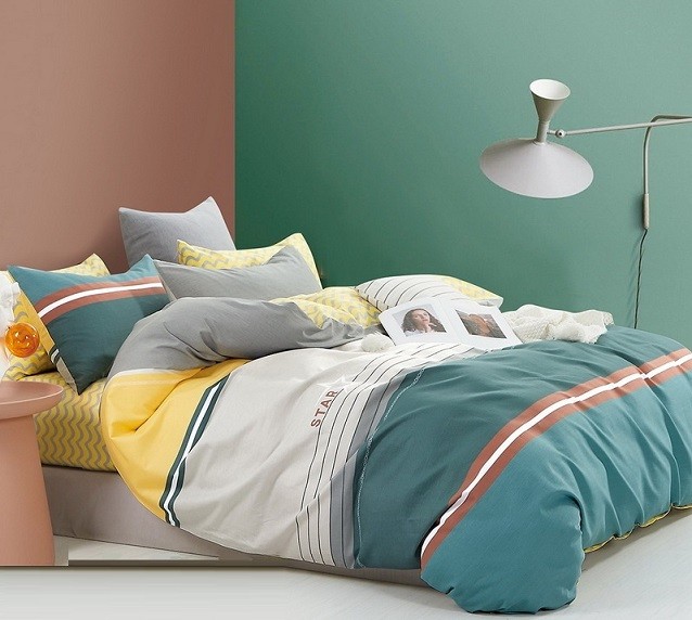 Komplet Pościeli Satyna Bawełniana Pasy