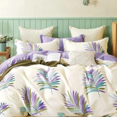 Komplet Pościeli Satyna Bawełniana Liście