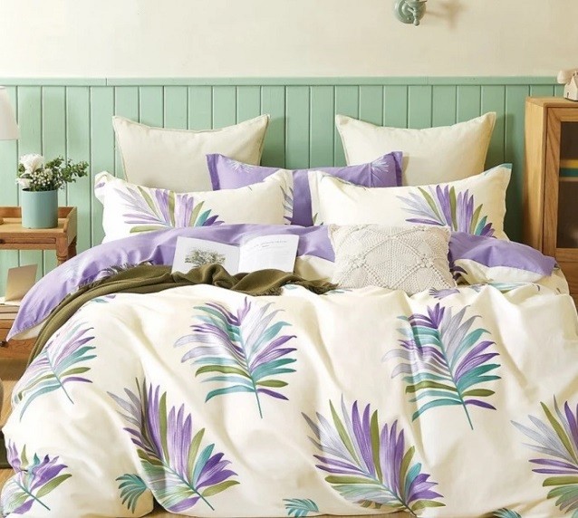 Komplet Pościeli Satyna Bawełniana Liście