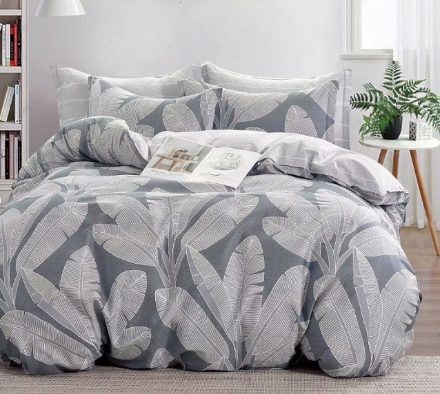 Komplet Pościeli Satyna Bawełniana Liście