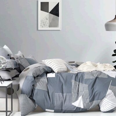 Komplet Pościeli Satyna Bawełniana Geometria