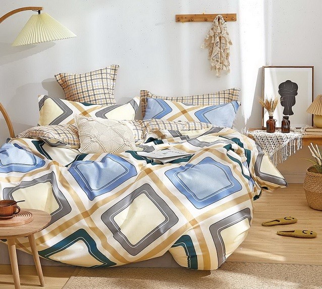 Komplet Pościeli Satyna Bawełniana Geometria