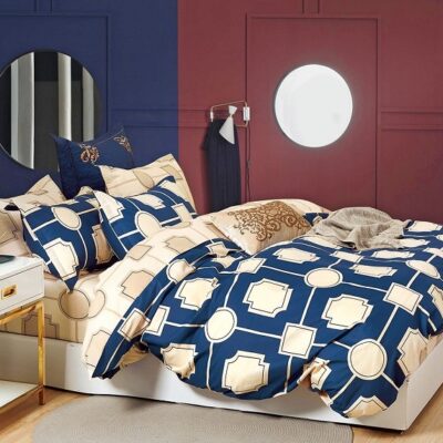 Komplet Pościeli Satyna Bawełniana Geometria