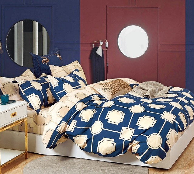 Komplet Pościeli Satyna Bawełniana Geometria