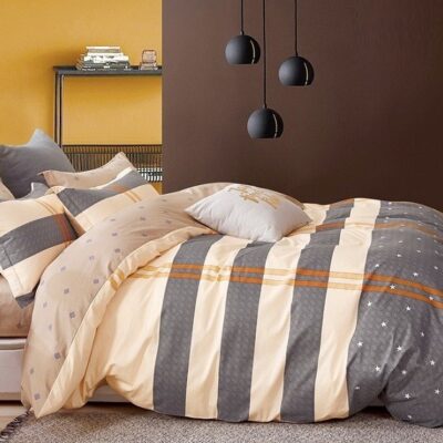 Komplet Pościeli Satyna Bawełniana Pasy