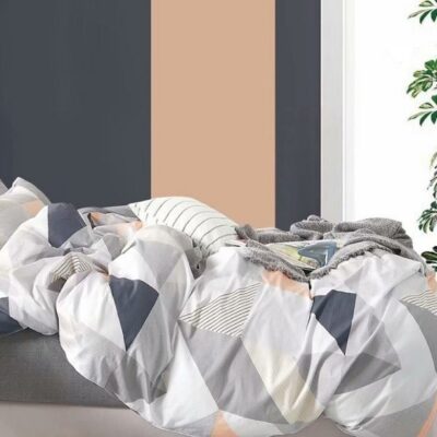 Komplet Pościeli Satyna Bawełniana Trójkąty