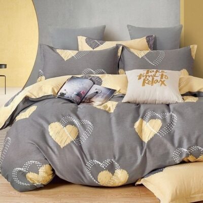 Komplet Pościeli Satyna Bawełniana Serca