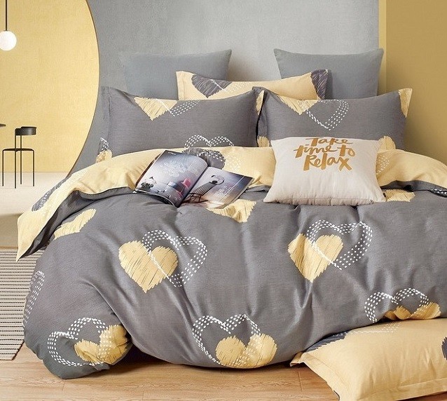 Komplet Pościeli Satyna Bawełniana Serca