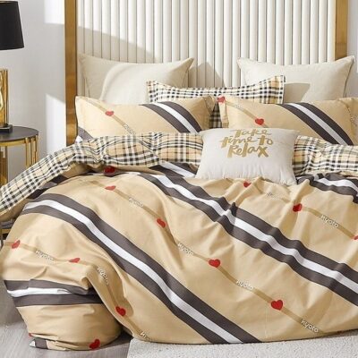 Komplet Pościeli Satyna Bawełniana Pasy