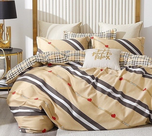 Komplet Pościeli Satyna Bawełniana Pasy