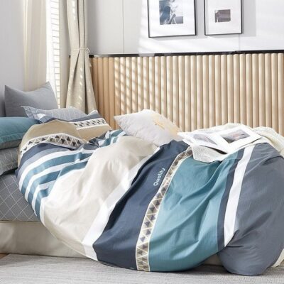 Komplet Pościeli Satyna Bawełniana Pasy