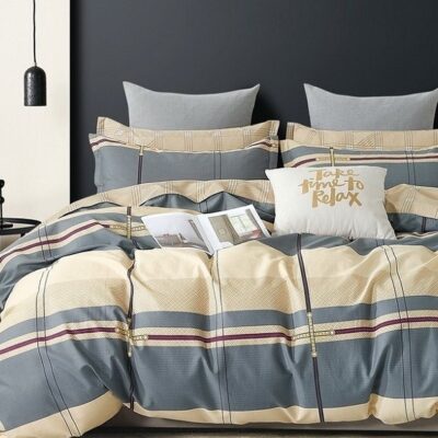 Komplet Pościeli Satyna Bawełniana Kratka