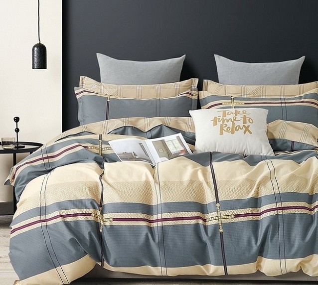 Komplet Pościeli Satyna Bawełniana Kratka