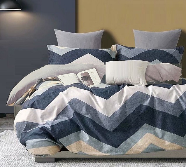 Komplet Pościeli Satyna Bawełniana Zygzak